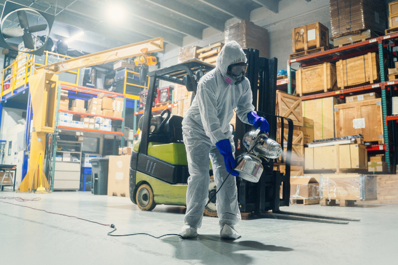 Un empleado de limpiezas industriales en su espacio de trabajo