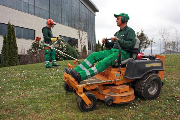 Dos operarios de Grupo SIFU durante un servicio de jardinería